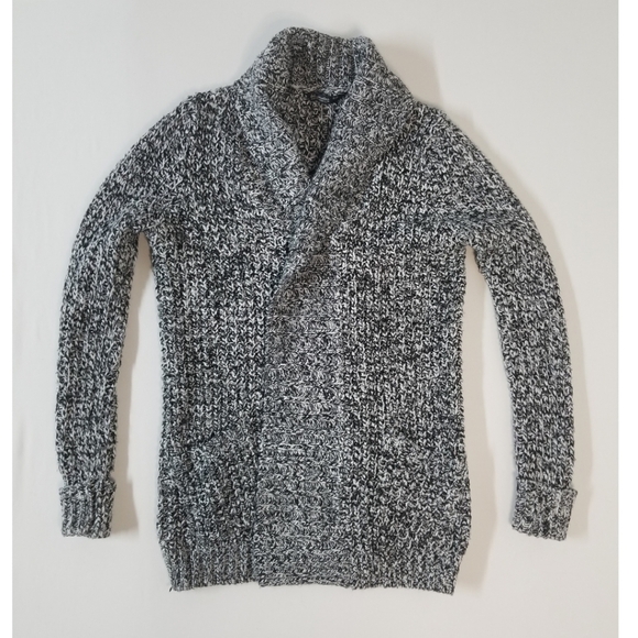 Knit Cardigan In Marled Grey, Size Small - Picture 3 of 9